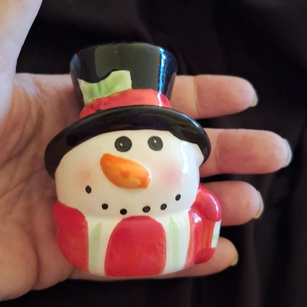 Santa and Snowman Ceramic Figurines